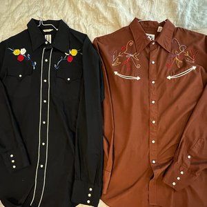 2 Vintage western embroidered shirt set XL